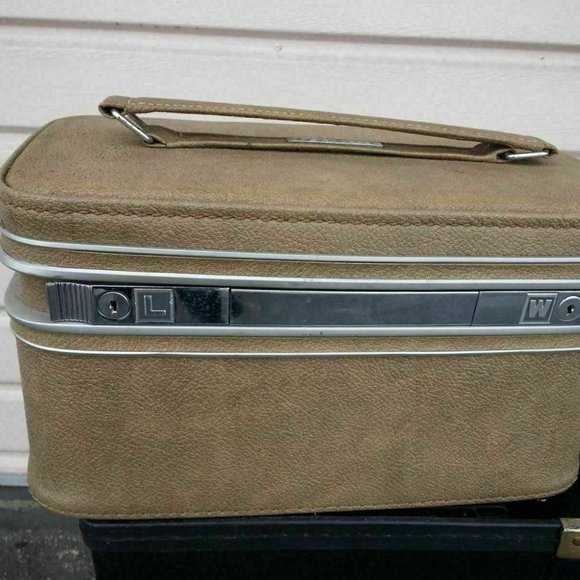 Samsonite Bags Vtg Vintage Tan Samsonite Train Case Lucite Hand Mirror Key Retro 6s 70s